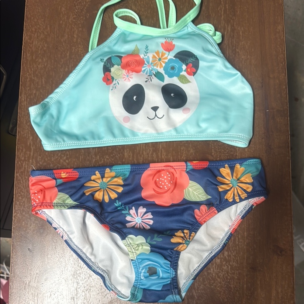 Girls Blue Floral Bikini Swim Set size 14